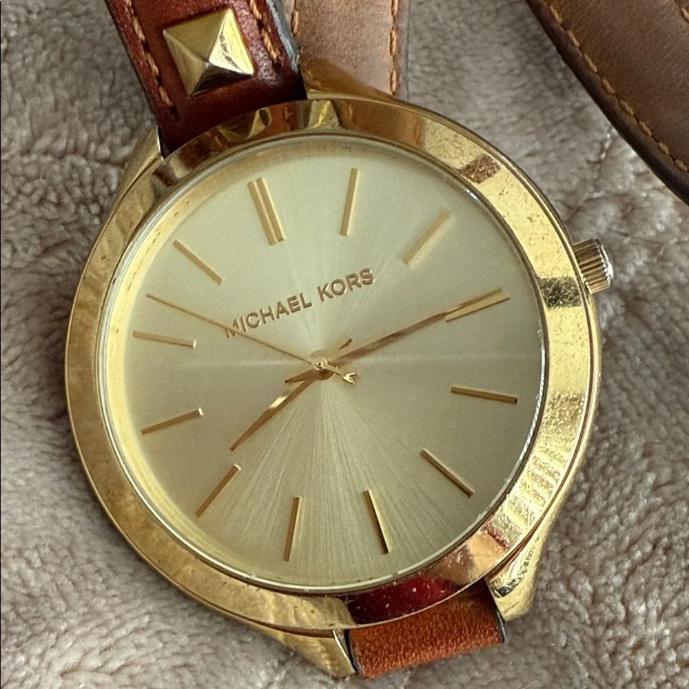 Michael Kors Gold-Tone Runway MK-2309 Watch Studded Wraparound Strap